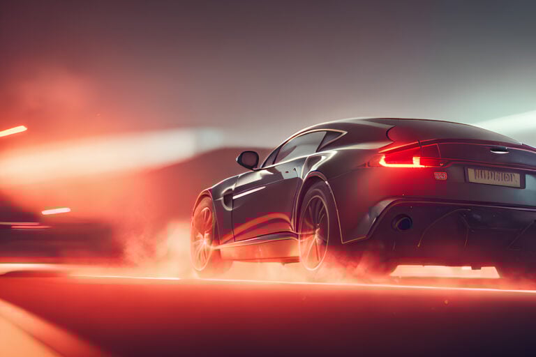 Samochód w chmurze dymu